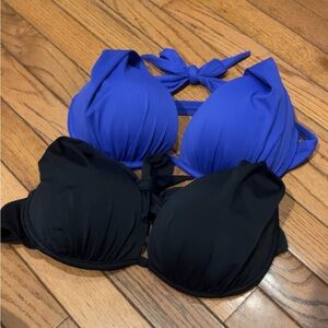 NWOT Venus swim tops, Size 34C. Black and royal blue.